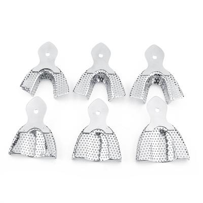 6Pcs Stainless Steel Dental Autoclavable Dental Impression Trays Upper & Lower