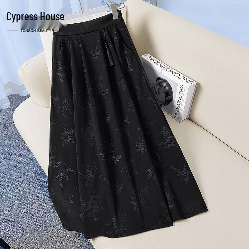 

Siboshe Women s New Chinese Style Jacquard A-Line Midi Skirt S