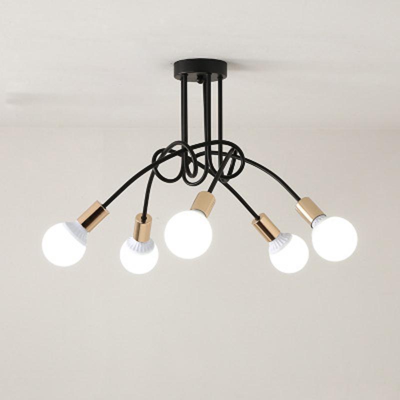 Retro Schwarzer Deckenleuchter Schmiedeeisen E27 Deckenleuchte Weiße Hängelampe Wohnzimmer Schlafzimmer Dekoration Innenbeleuchtung