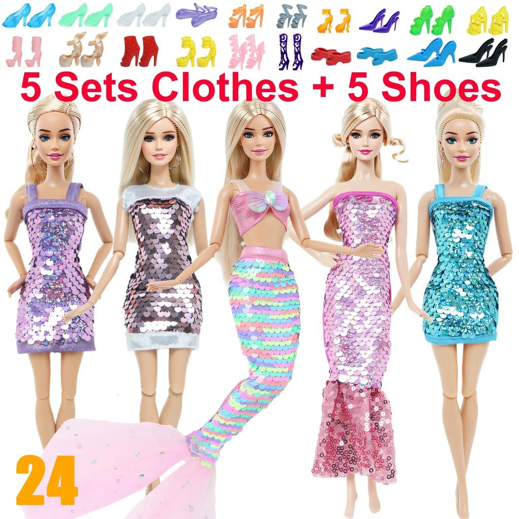 10 Stück/Set Mode-Outfits Ba Puppe Bie Hemd Hose Kleid Schuhe 11,5 Zoll Puppenkleidung Puppenhaus 11,8" 30cm 1/6 Puppenzubehör