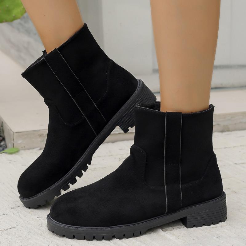Short Boots Women's Autumn and Winter New Fashion Boots Martin Boots Women's Velvet Leather Boots Large Size Boots