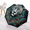 1pc Leopard Print Automatic Opening/closing Umbrella, Reinforced 8-Rib Construction, Compact Travel Umbrella Yy250808188