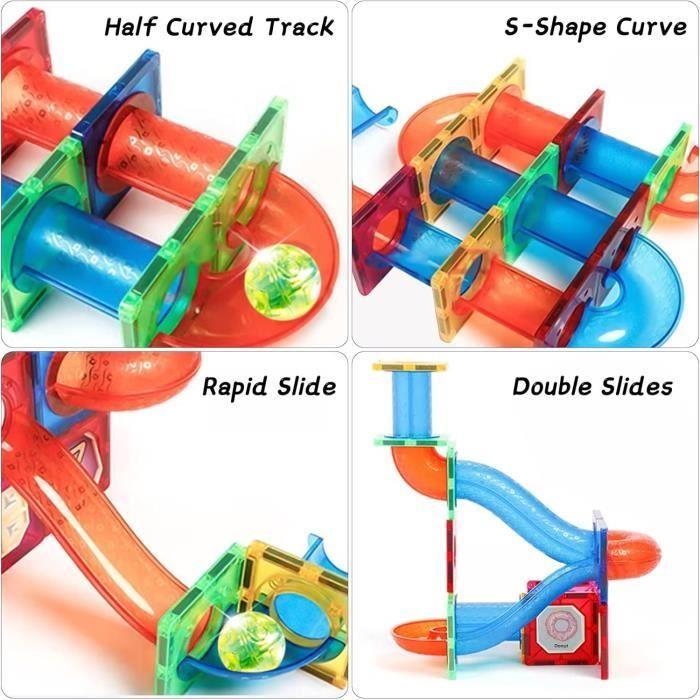 Jouets éducatifs STEM - Sphère Colorées sur la Piste - 75 Pièces - Blocs de Construction Magnétiques - Mixte