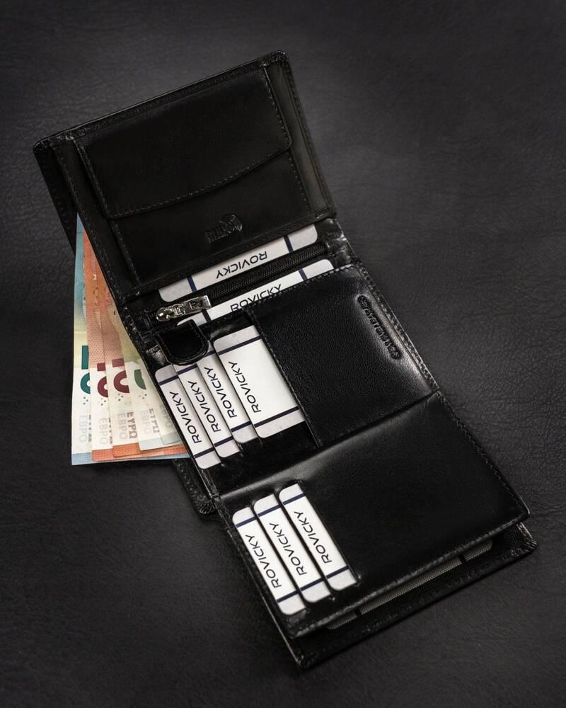 Velká kožená pánská peněženka systém RFID Rovicky