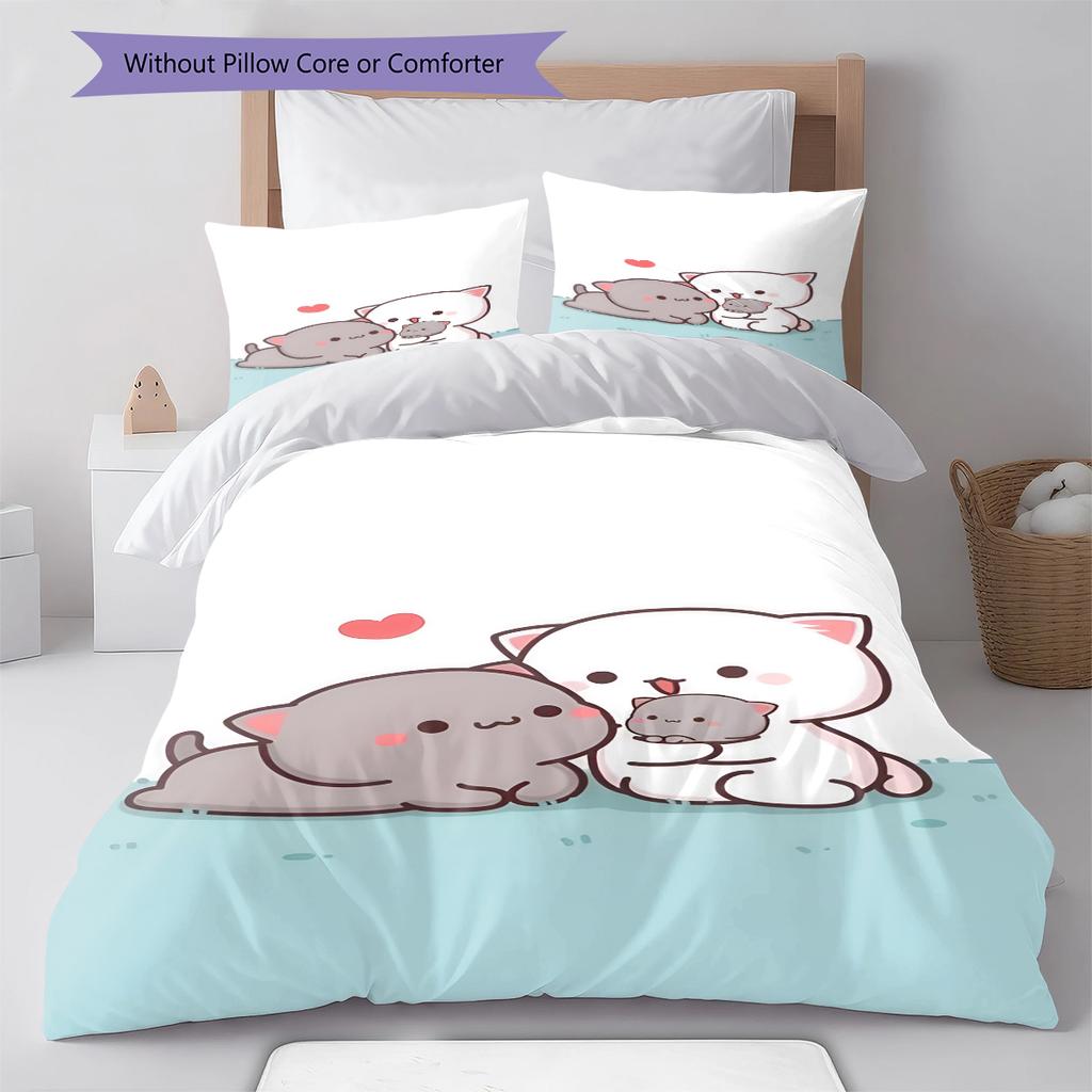 Set Copripiumino Trapuntato con Motivo Anime Federe Decorazione Casa Regalo di Compleanno (1 * copripiumino + 2 * federa, senza nucleo)