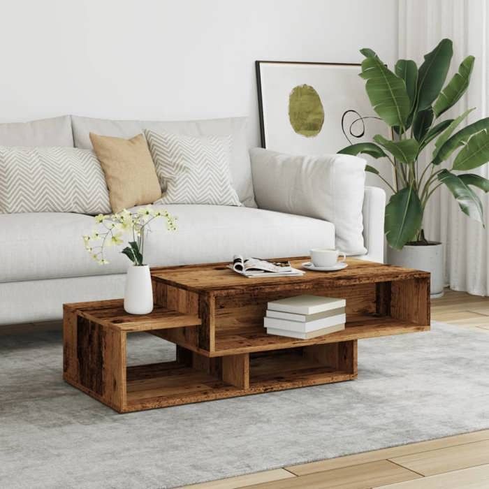 VidaXL Table basse vieux bois 105x55x32 cm bois d'ingénierie, table d'appoint, table de salon, table latérale, bout de 856670