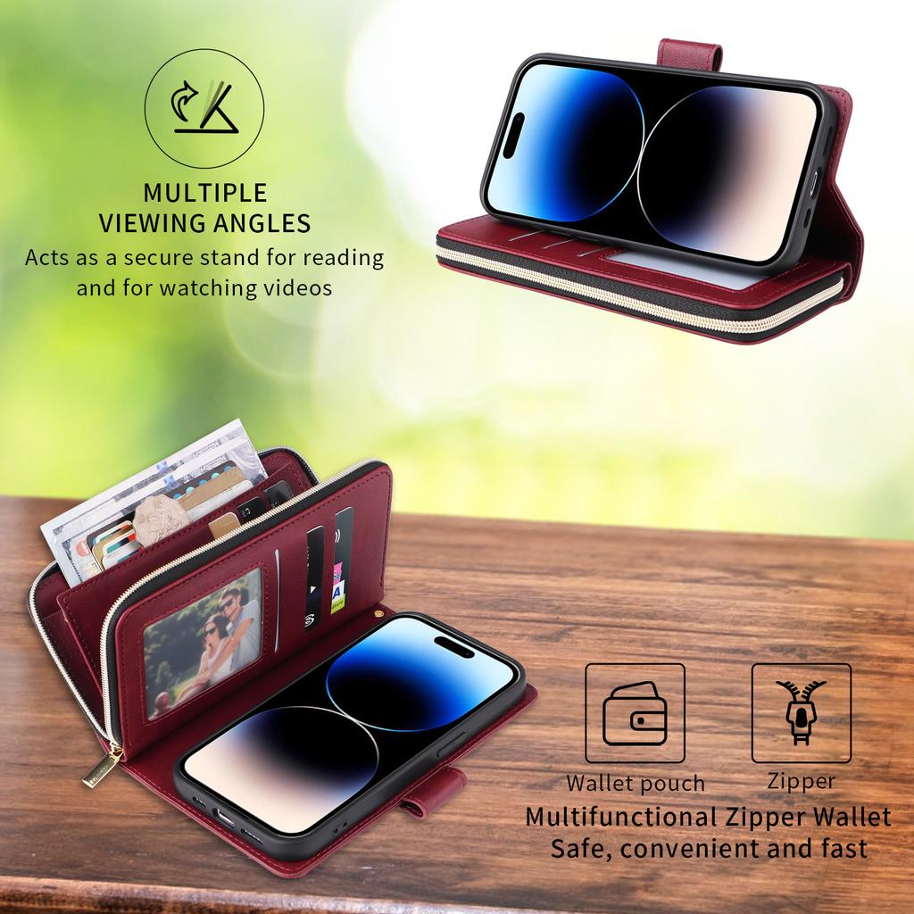 Zipper Wallet Case for Samsung Galaxy A04e A05 A06 A07 A14 A15 A16 A17 A25 A26 A34 A35 A36 A37 A54 A55 A56 A57 4G 5G Phone Cover