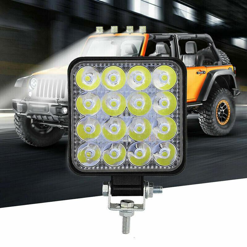 2Pcs Square 48W LED Work Light 12V 24V Off Road Flood Spot Lamp For Car Truck SUV