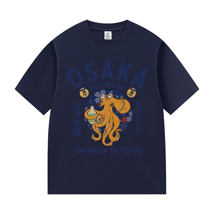 2026 New Japanese Osaka Dotonbori Drunken Octopus Food Lover Funny Graphic Men T Shirt Fashion High Quality Cotton TShirts Tops