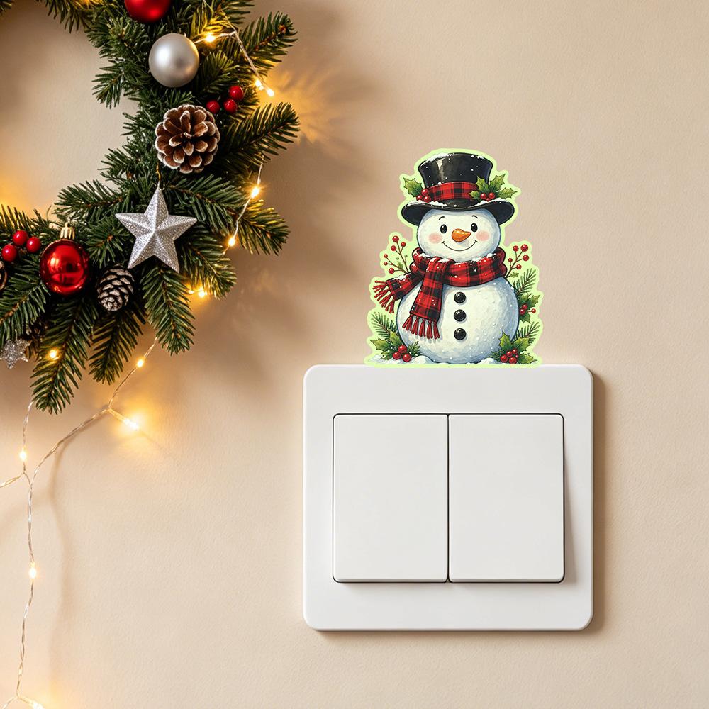 Retro Cartoon Hat Snowman Living Room Entrance Switch Sticker Home Decoration Lighting Night Light Sticker