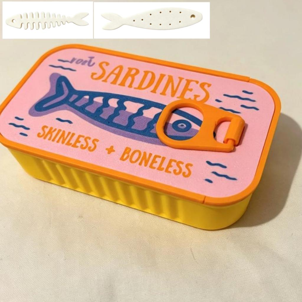 Sardine Tin Jewelry Box 3D Printed Necklace Earring Storage Box Easy Open Lids For Crafts & Packaging Storage