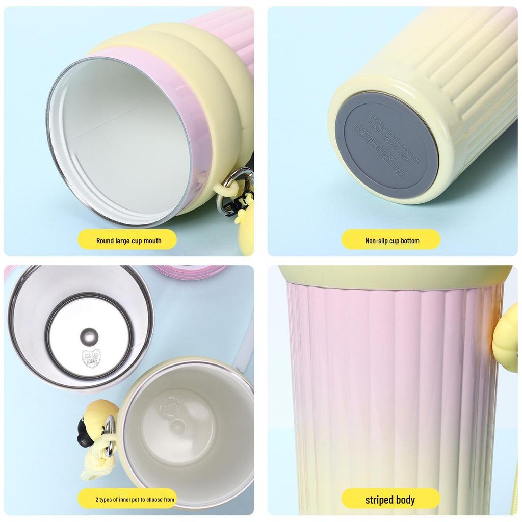 Stainless Steel Ceramic-Lined Thermos with Straw - Large Capacity, Portable, High-Style Outdoor Water Bottle