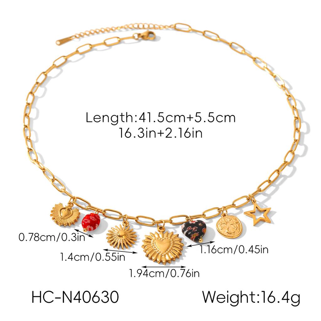 Niche high-end ceramic heart starfish necklace, Western style DIY jewelry, titanium steel accessories for women