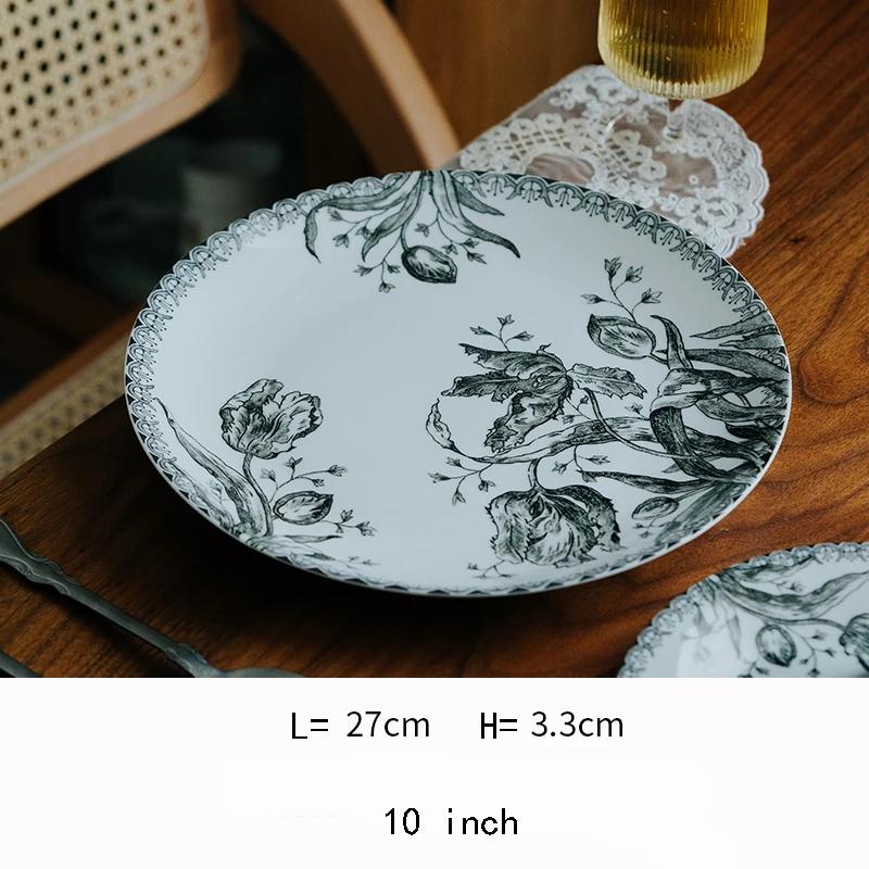 Vintage Französischer Stil Keramikteller High-End Restaurant Dessert Salatteller Köstliche Gerichte Speiseteller Exquisites Geschirr