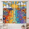 Geometrisch Groovy Patroon Gordijnen Vintage Jaren 70 Retro Jaren 60 Abstracte Kunst Esthetisch Gordijn met Stangzak voor Slaapkamer Woonkamer
