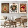Art Print Mary Religious Canvas Painting Abstract Christian Wall Decor for Home Vintage Sacred Heart of Jesus