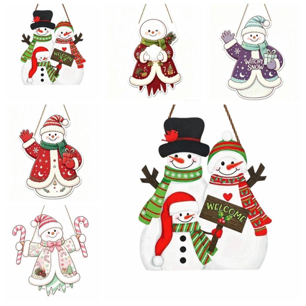 Rustic Style Christmas Hanging Ornaments 2D Flat Design Snowman Door Decoration  Home Wall