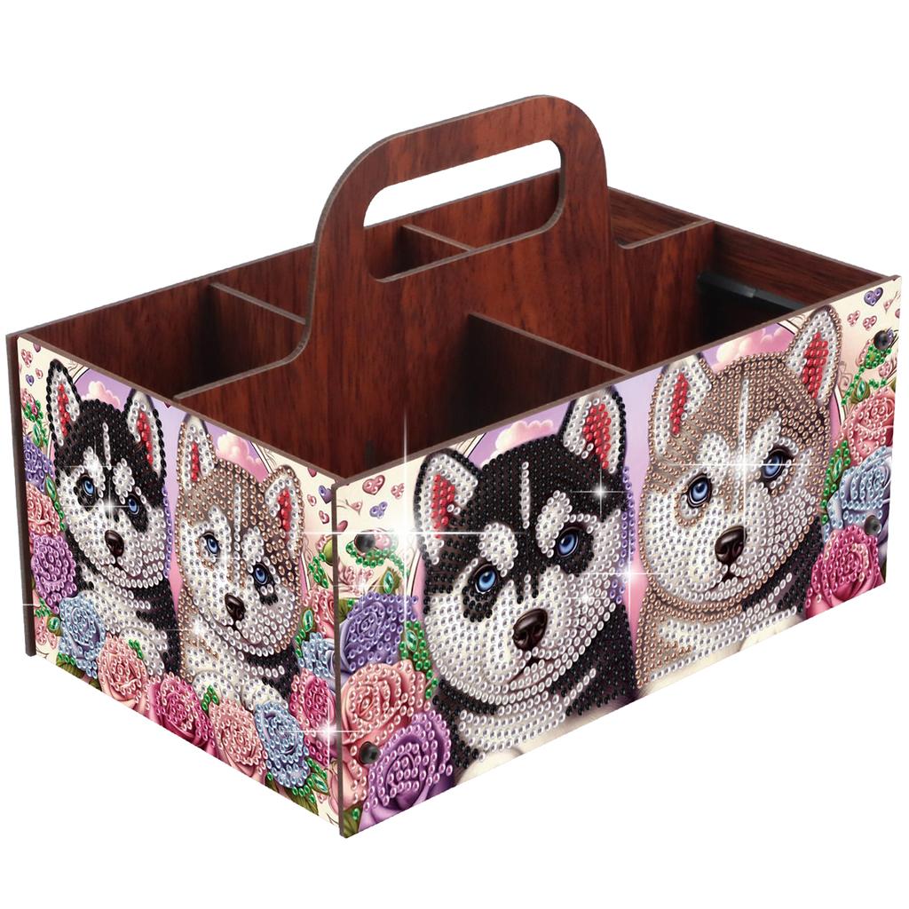 DIY Wooden Diamond Art Painting Storage Box Kit with Handheld Diamond Art Painting Holder Box for Home Office Decor Crafts Gift
