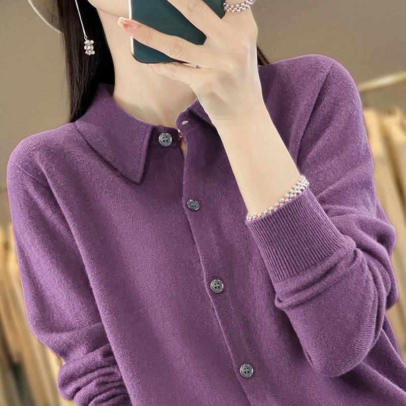 Women's Cashmere Cardigan Qinghe Cashmere 30% Cashmere 70% Wool Women's Autumn and Winter Cashmere Cardigan Soft and Warm