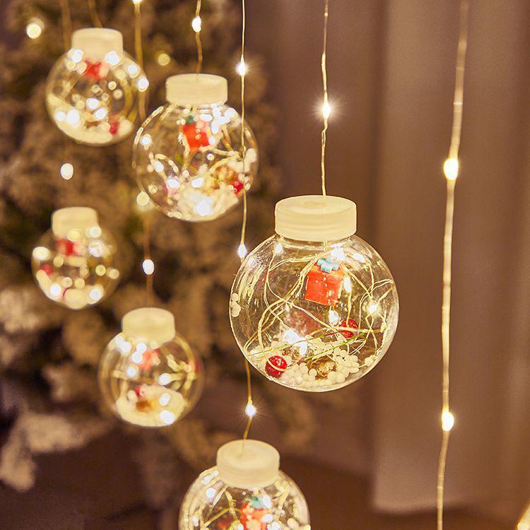 Festive Window Curtain Lights & Ornaments - Luminous Wishing Balls for Christmas Scenes