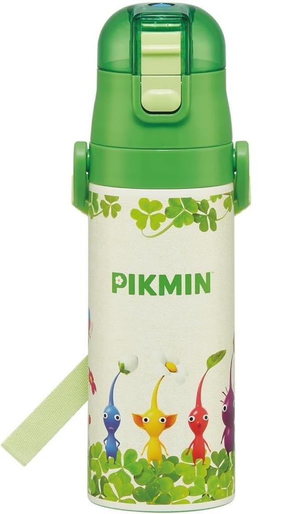 Pikmin Water Direct Sports Stainless 470ml Set Name Bottle, Drinking, Bottle, Steel, One-Touch Bottle, Insulated, (Water Bottle, Sticker)