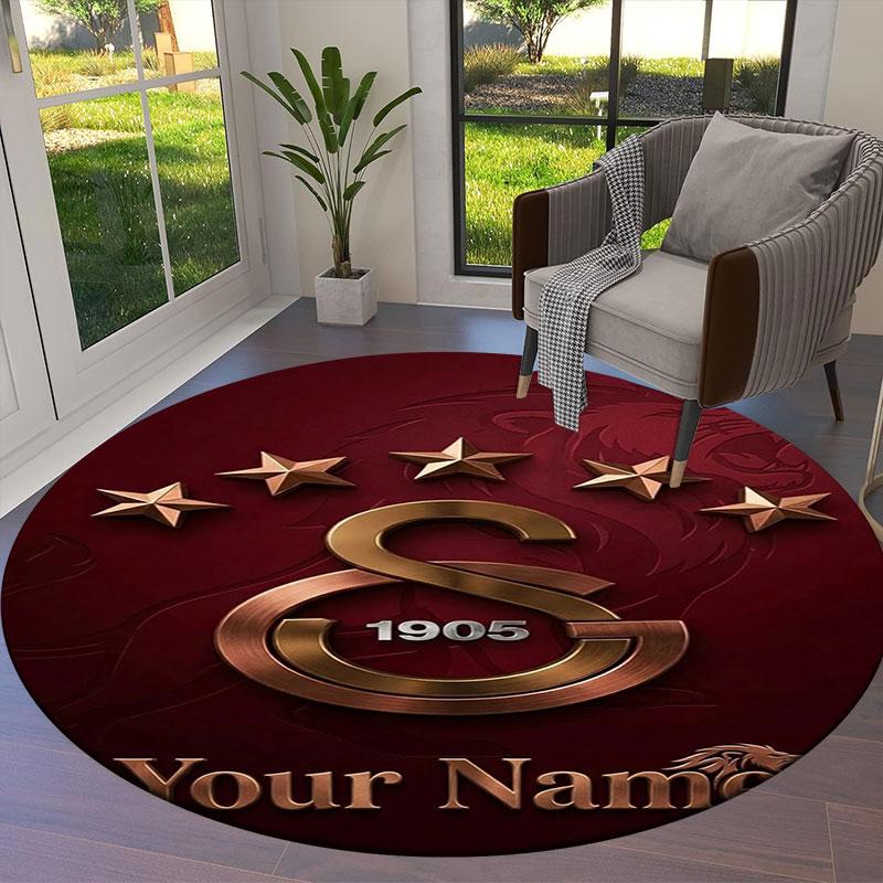 Galatasaray S Custom Name Round Area Rug,Carpet Rug for Living Room Bedroom Sofa Playroom Decor,Non-slip Floor Mat