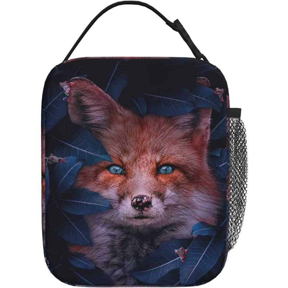 The Fox Hid In Leaves Insulated Lunch Bag Portable Lunch Box Cooler Tote for Boys Girls Adults