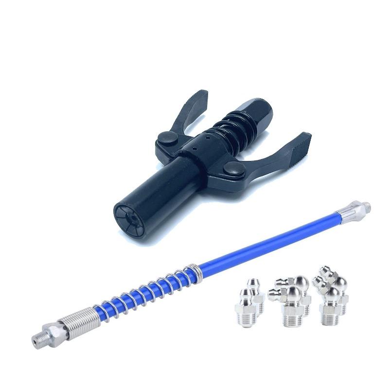 New Stainless Steel Car Grease Gun Syringe Tip - Double Handle Oil Lubricant Nozzle for Auto Repair Accessories