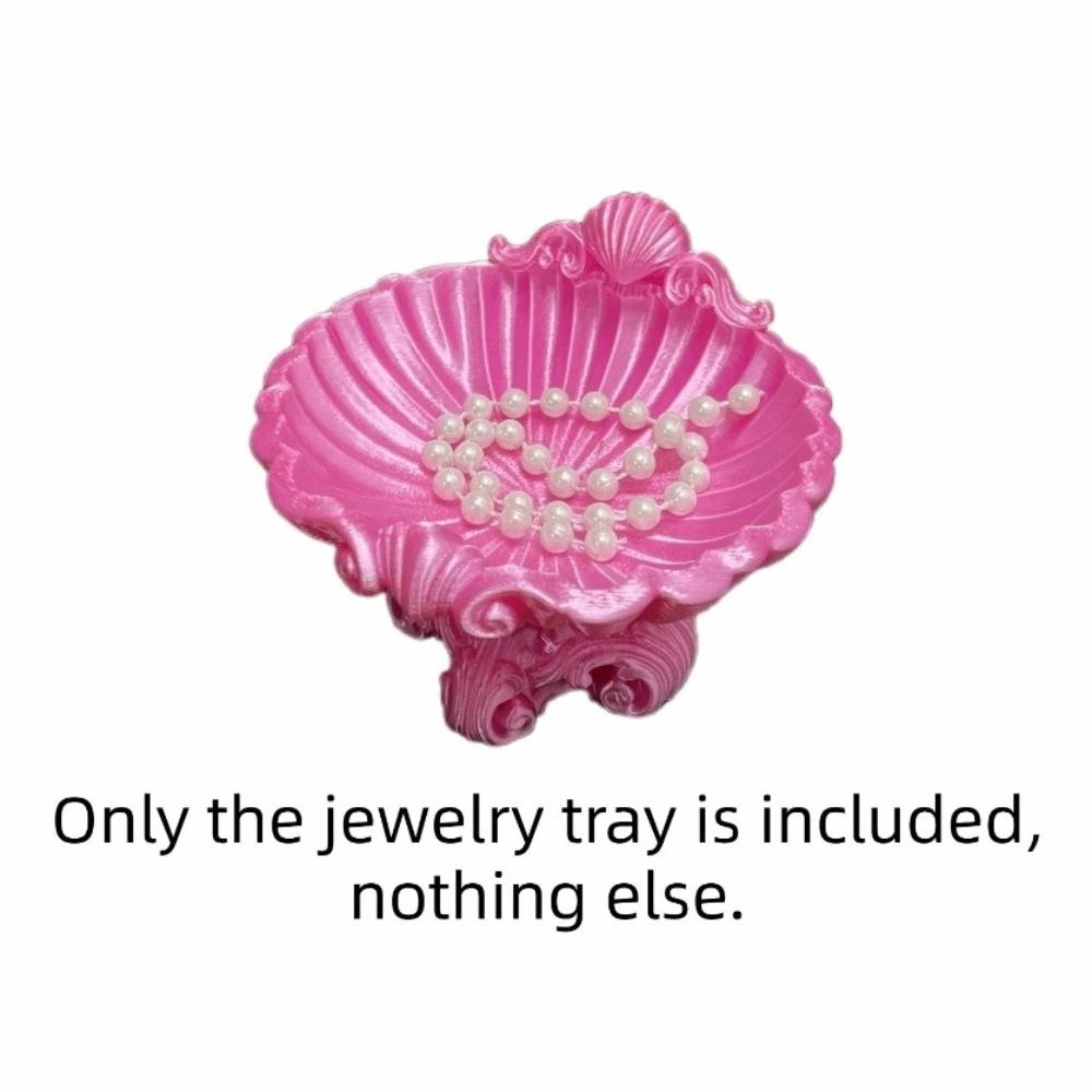 Decorative Bow 3D Printed Jewelry Tray Sweet Shell Shape Jewelry Tray  Desktop Use Rose Red Shell