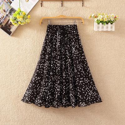 Chiffon cintura elástica plissada saia floral verão feminino cintura alta comprimento médio a linha drapeado vestido de fadas