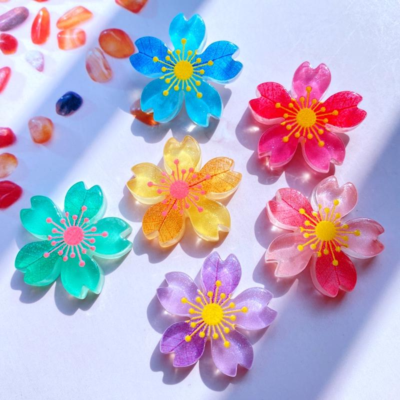 10Pcs New Cute Resin Mini Mixed Luminous Flowers Flat Back Cabochon Scrapbook Kawaii DIY Embellishments Accessories E36