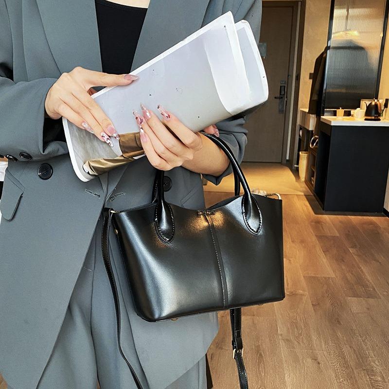 Genuine Leather Women's Bag Single-shoulder Tote Bag Niche Crossbody Retro Large-capacity Handbag