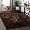 Deer Head,Wooden Background Pattern Printed Chair Mat -Decorative Mats for Office Tables,Coffee Tables - Durable and Fashionable Carpet03312