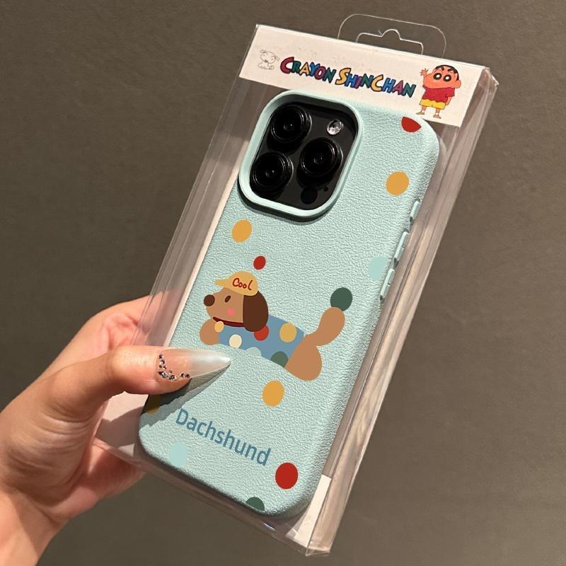Polka Dot Dachshund for Apple 16 PROMAX Phone Case for IPhone 14 Cartoon 15 Lychee Pattern 13 Soft Shell 12