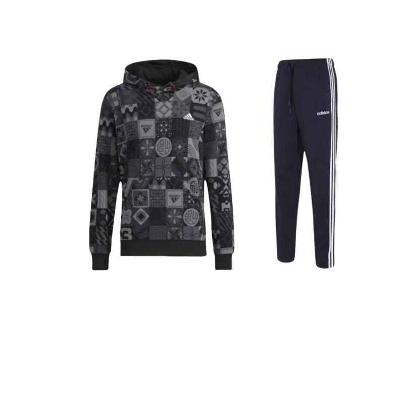 

Adidas Cny Aop толстовка с капюшоном и полосатые длинные брюки повседневный спортивный комплект мужской толстовка и брюки DU0457+HC0271 M