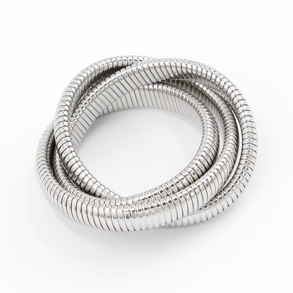 Elegant 18K Gold Plated Titanium Steel Triple-Layer Bracelet - 12MM 18cm (Diameter 5.7cm)