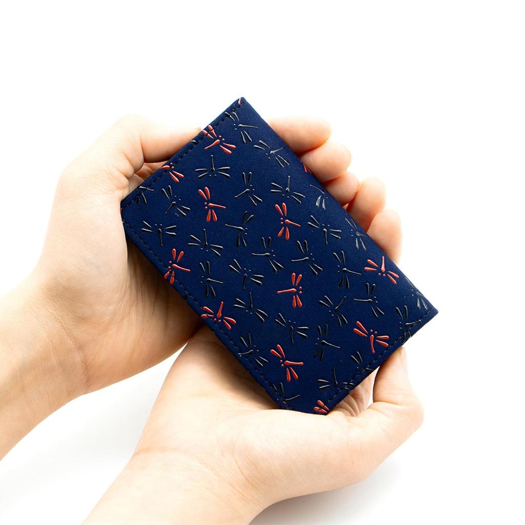 Inden-ya Inden Business Card Case, Nagomi Dragonfly Design, Traditional Craft, Koshu Inden, Deerskin, Lacquer, Original Brand (No. 7521)