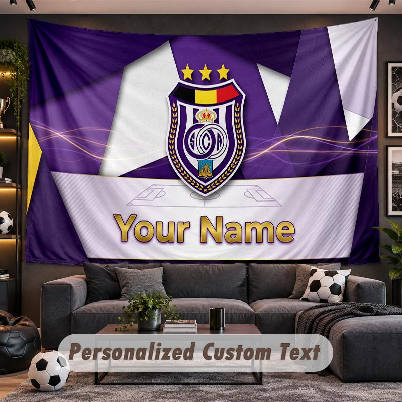 Anderlecht FC Logo Personalized Tapestry Support Custom Name, Wall Art Home Decoration