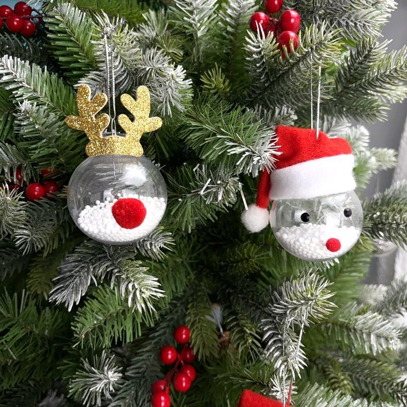 WTEMPO Christmas Tree Decoration Christmas Ball Decor Hanging Pendents for Store & Home & Office Christmas Tree PET Clear Ball Antler Snowman Pendants