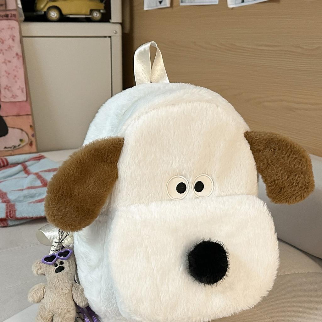 Schoolbag1011 New Plush Dog Backpack Cute Cartoon Backpack Lightweight and Cute Fun Parent-Child School Bag