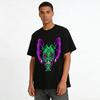 Dark Style Green Purple Demon Skull Print Trendy Street Casual Top Pure cotton T-shirt