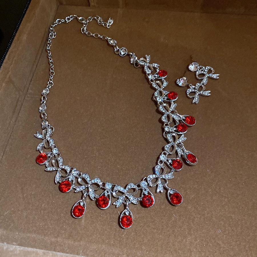 Элегантный набор украшений с кристаллами в виде банта и капли - Шикарные, Роскошные, Универсальные аксессуары