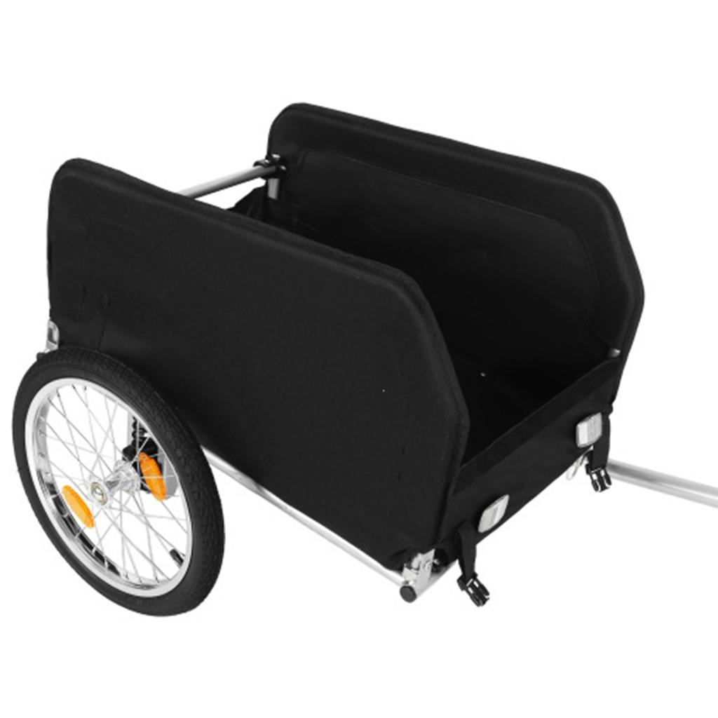 Carrello da Bicicletta per Carico, Copertura Impermeabile Rimovibile, Capacità 40 kg, Ruote da 16 Pollici Off-Road, Design Pieghevole per Campeggio e Shopping – Grigio/Nero