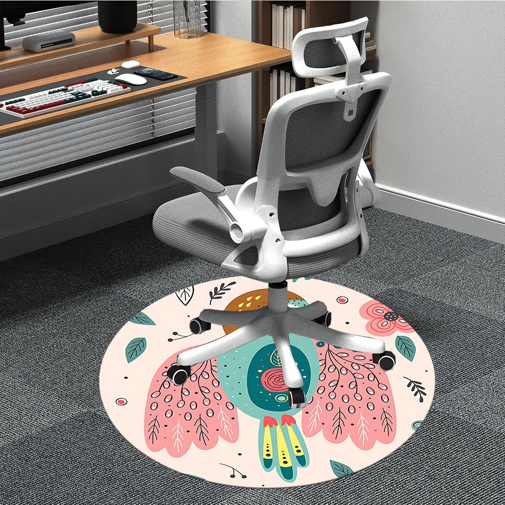 

1pc Bird Floral Office Round Area Rug, Indoor Mat Suitable ForOffice, Under Office Chairs Bedroom Living Room Home Decor, Room Deco, D087 80cm by 80cm