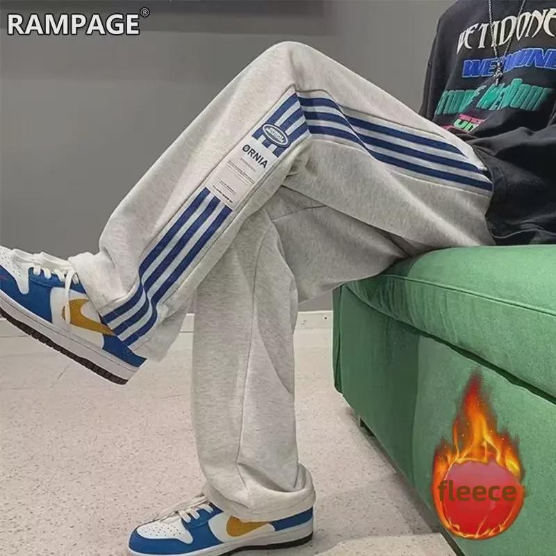 2023 Men's Trendy Striped Velvet-Enhanced Winter Sports Pants