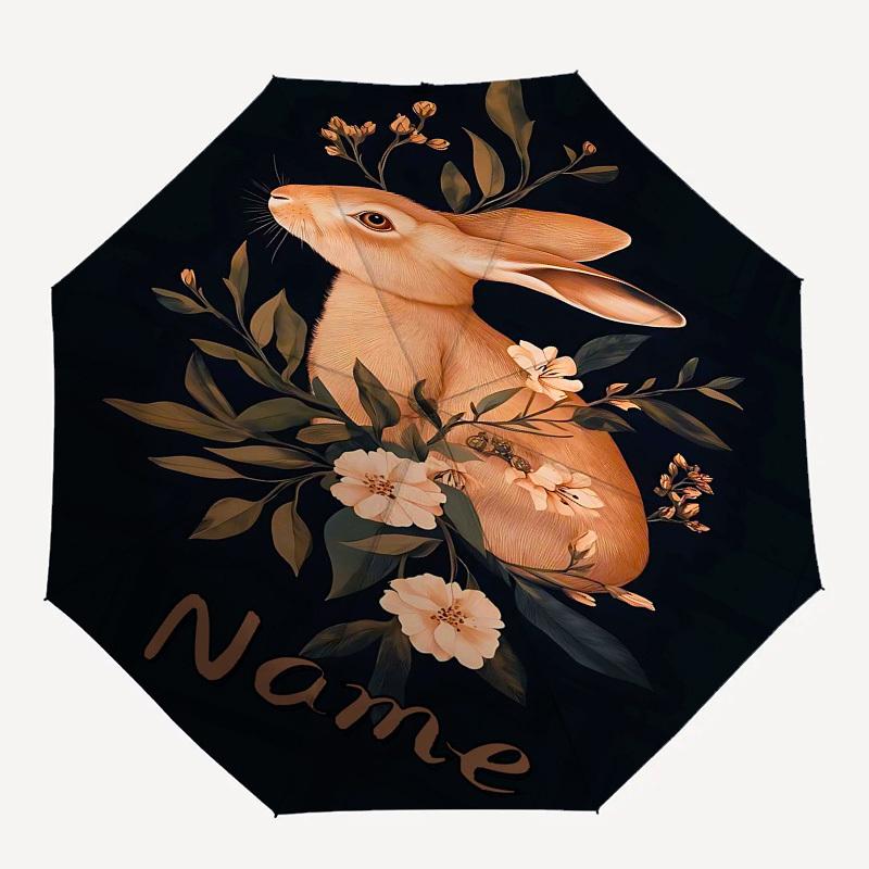 1pc Rabbit Flowers custom umbrella Automatic Open/Close, 8-Rib Durable Frame Customizable Name/Text, Portable & Stylish for , 1048L