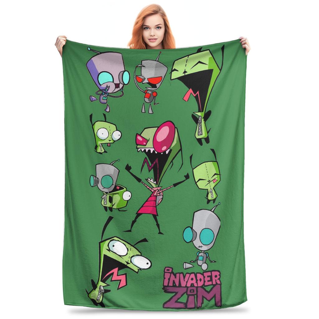 Invader Zim Gir Blankets Warm Flannel Sofa Throw Blanket for Home Bedroom Outdoor Throws Bedspread Quilt