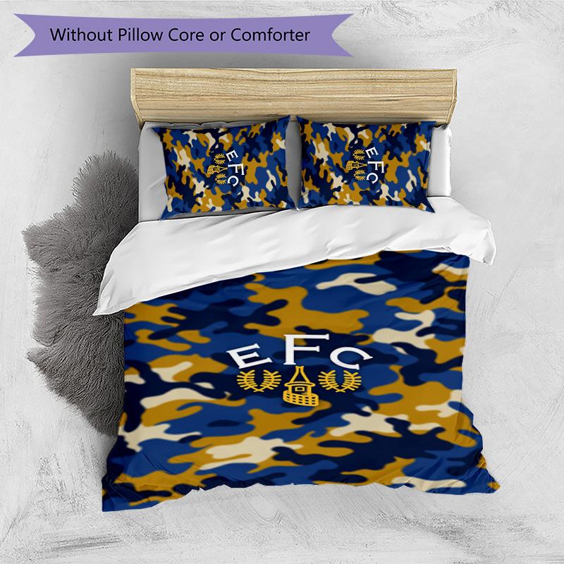 Set Lenzuola Everton Football Stampato 3 Pezzi, Comodo Set Copripiumino per Camera da Letto Amico della Pelle