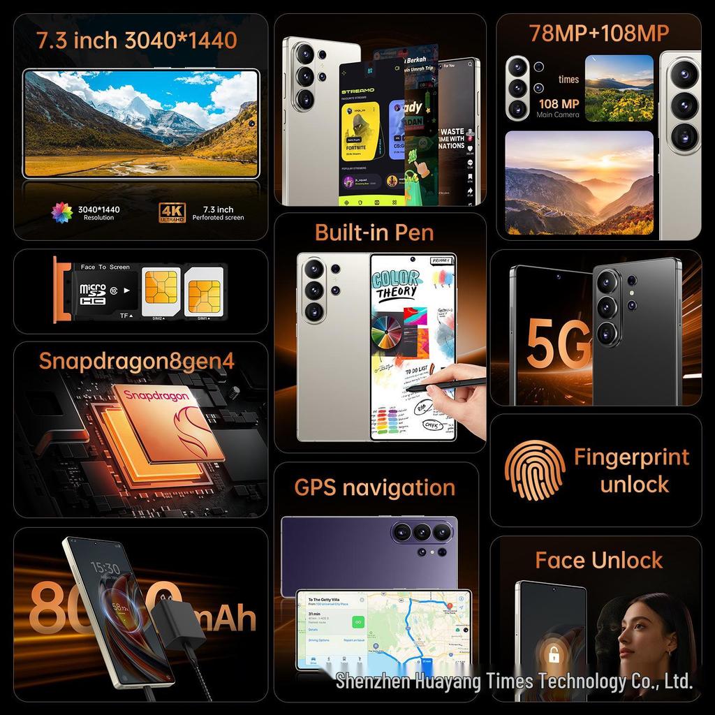 Dahili Kalemli, Çift SIM'li, Google Play'li, Android 14.0'lı 2026 S26Ultra 5G Akıllı Telefon