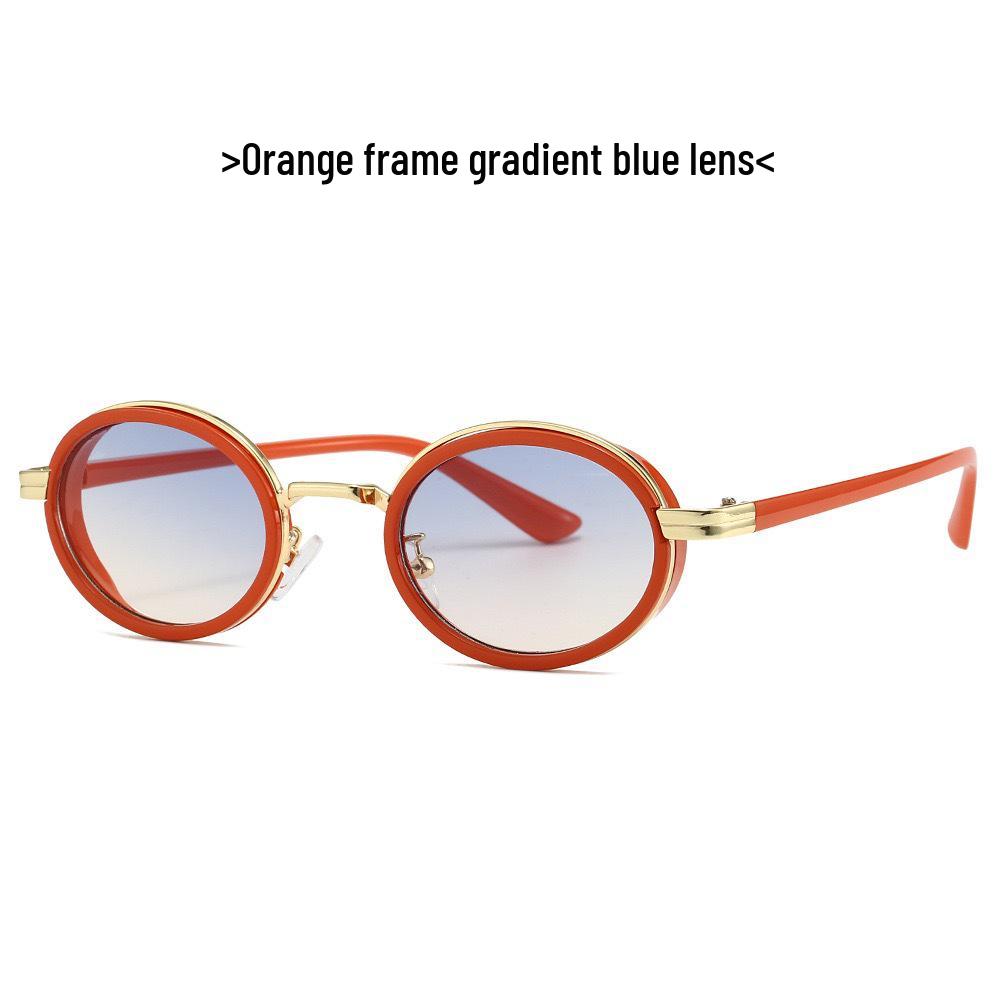 Metal Style Small Frame European & American Oval Sunglasses - UV Protection for Men & Women